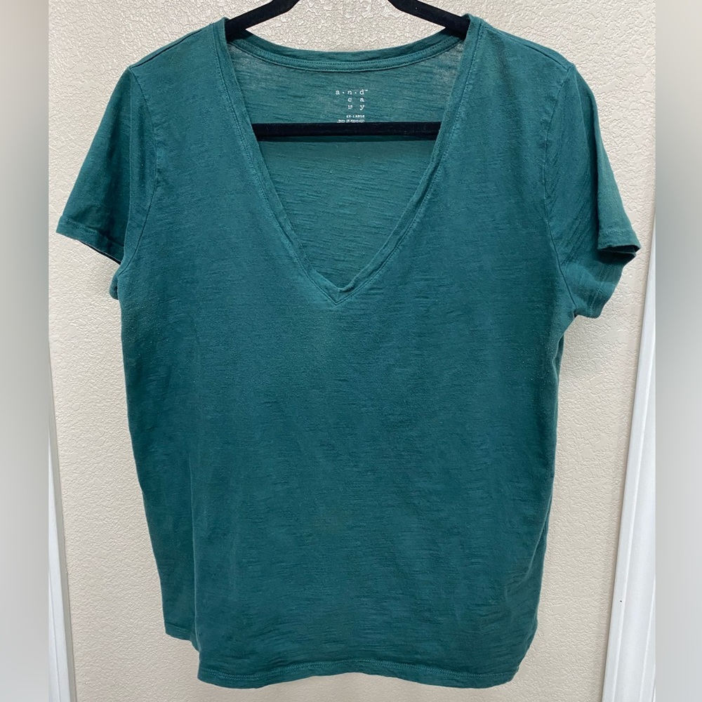 A.n.d New Day, Juniors, tee shirt, V-neck, Green, xx-Large